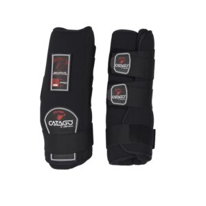 CATAGO Fir-Tech Pro stal- en transportbeschermers zwart – set met brede klittenbandsluitingen en uitneembare padded pads, maten S–XL