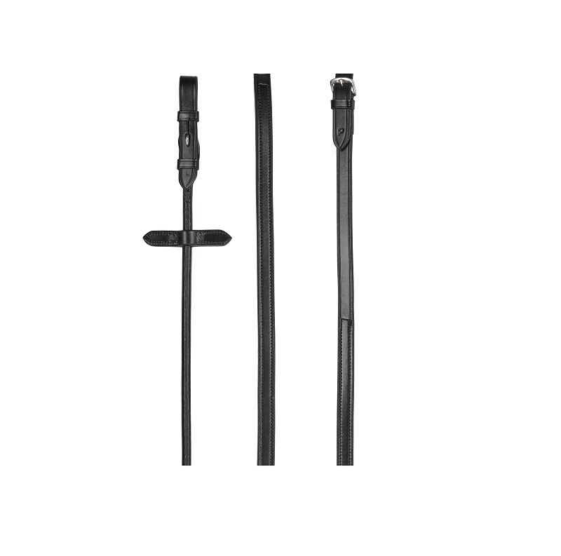CATAGO rondgenaaide leren/rubberen teugels Zwart