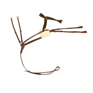 Horse Guard vijfpunts borsttuig bruin met afneembare martingaal en imitatiebont schouderpads