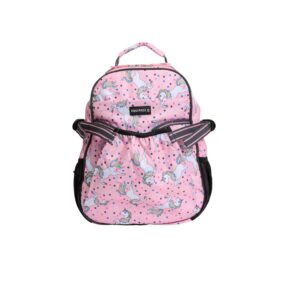 Equipage Klara unicorn rugzak voor kinderen – roze backpack met unicorn-print en extern capvak aan de voorkant