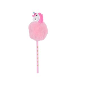 Equipage potlood met pompon Unicorn – roze potlood met grote fluffy pompon en unicorn-topper in Misty Rose