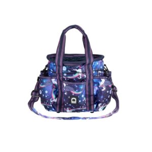 Equipage Jupiter kinder poetstas Unicorn Dutch Blue – kinder poetstas met unicorn-print, meerdere buitenvakken en glitter schouderband