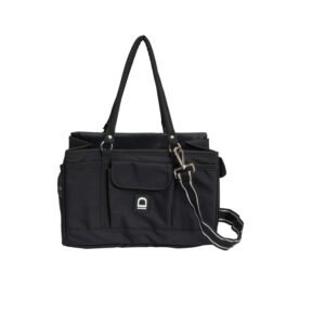 Equipage Squared grooming bag zwart – poetstas met 4 buitenvakken, handvatten en afneembare schouderband (33×22×22 cm)