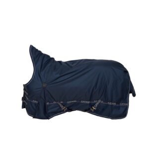 Catago Barlow 840D turnoutdeken 300g navy – productfoto zijaanzicht met schouderplooien
