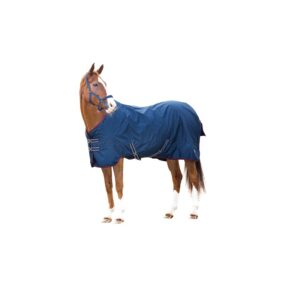 Horse Guard regendeken 600D 0g blauw zijaanzicht op paard