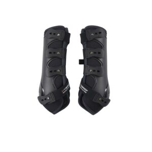 CATAGO Hybrid dressage beschermers zwart met navy bies en quick release sluitingen