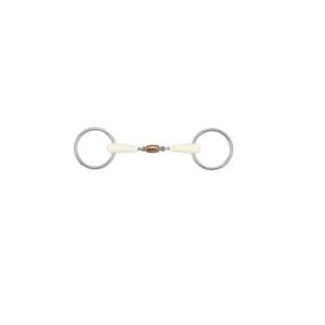 Happy Mouth dubbelgebroken watertrens met koperen rol – losse ringen – wit kunststof mondstuk