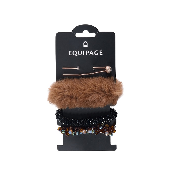 Equipage Competition Hair Set bruin met elastieken en haarspeld